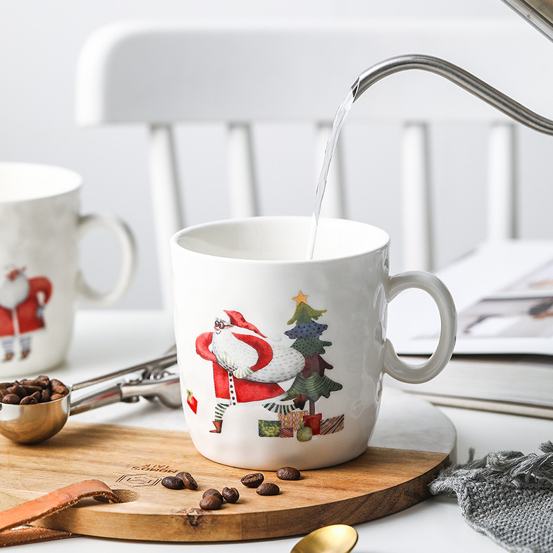 Creative Ceramic Mug with Large Capacity Water Pattern Christmas Mug